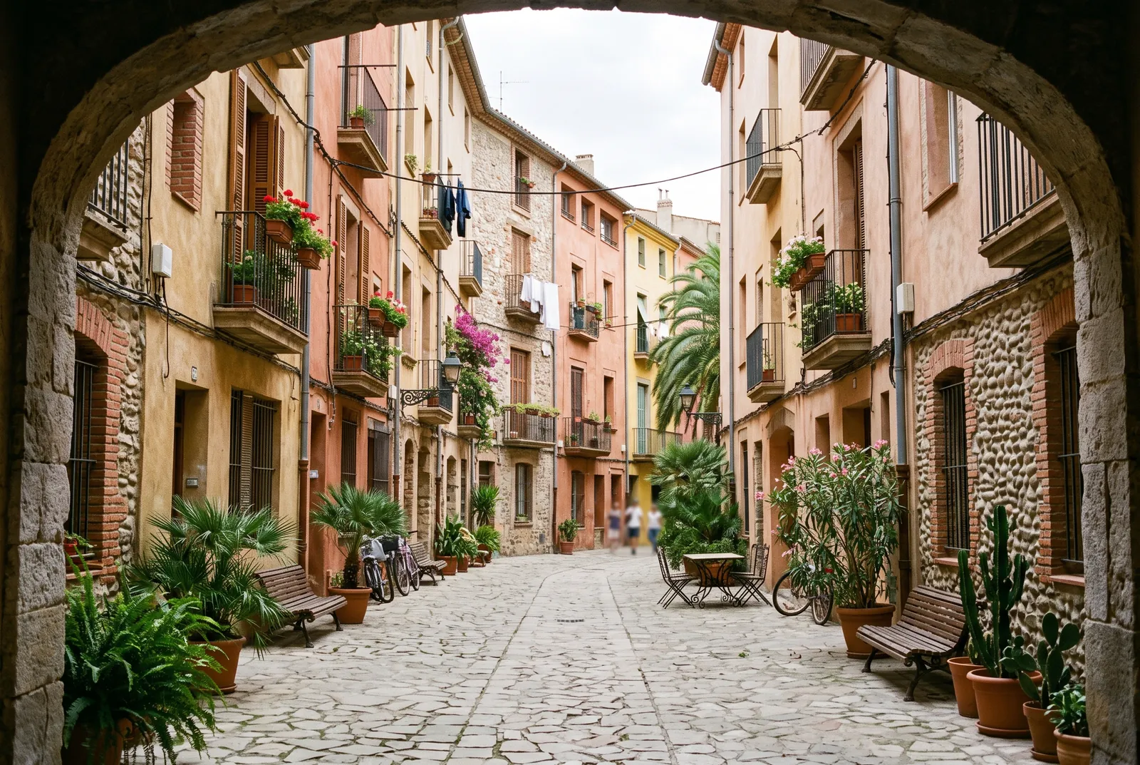 Cour intérieure d'un immeuble à Perpignan